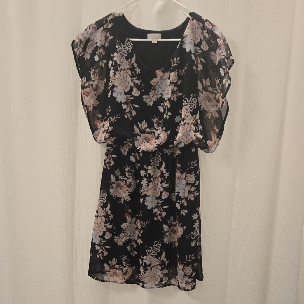 Charming Charlie Black Floral Mini Dress